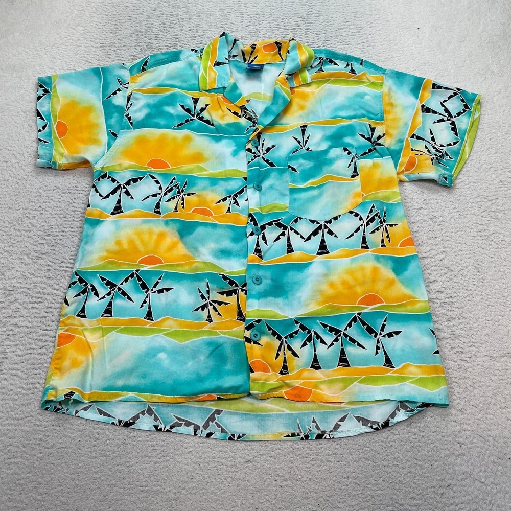 Vintage‎ Ocean Pacific Shirt Men's Size Medium Camp Sunset Palm Hawaiian USA